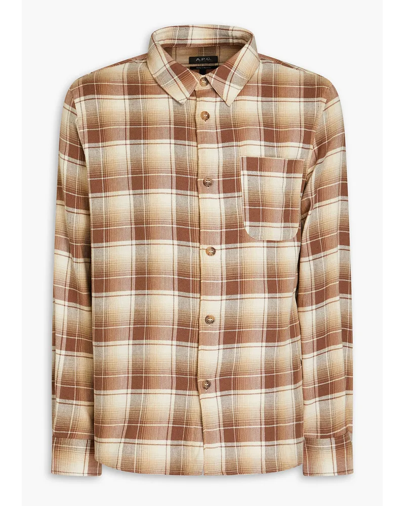 A.P.C. Kariertes Overshirt aus Flanell aus einer Baumwollmischung Braun