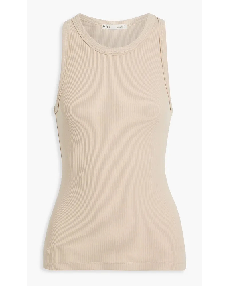 BITE Studios Tanktop aus geripptem Jersey aus einer Baumwollmischung Neutral