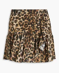 Claudie Pierlot Minirock aus Baumwollmusselin mit Leopardenprint und Raffungen Animal-print