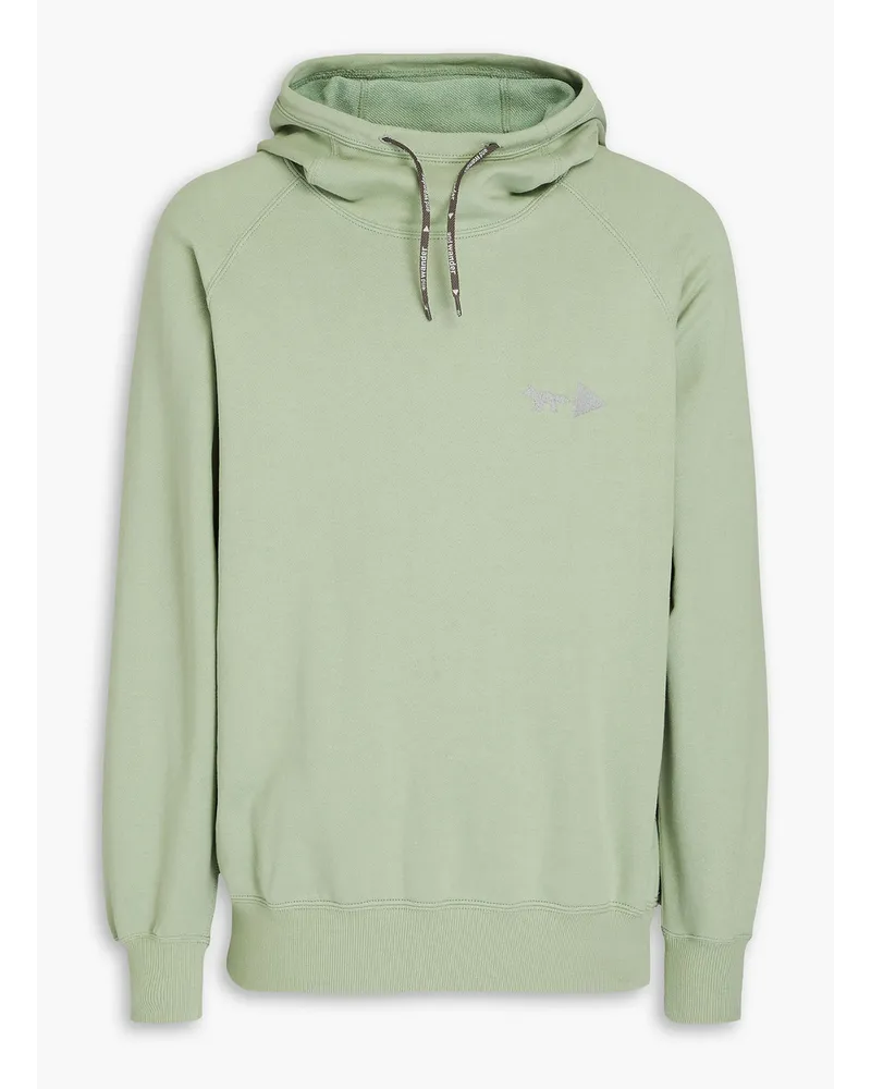 Kitsuné Hoodie aus Frottee aus einer Baumwollmischung mit Stickereien Grün