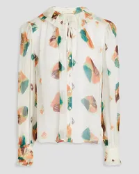 Ulla Johnson Pippa Bluse aus Seidenkrepon mit Print und Rüschen Weiß