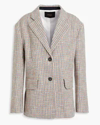 Maje Blazer aus Tweed aus einer Baumwollmischung mit Hahnentrittmuster Blau