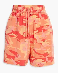 Equipment Nimma Shorts aus vorgewaschener Seide mit Camoufage-Print Orange