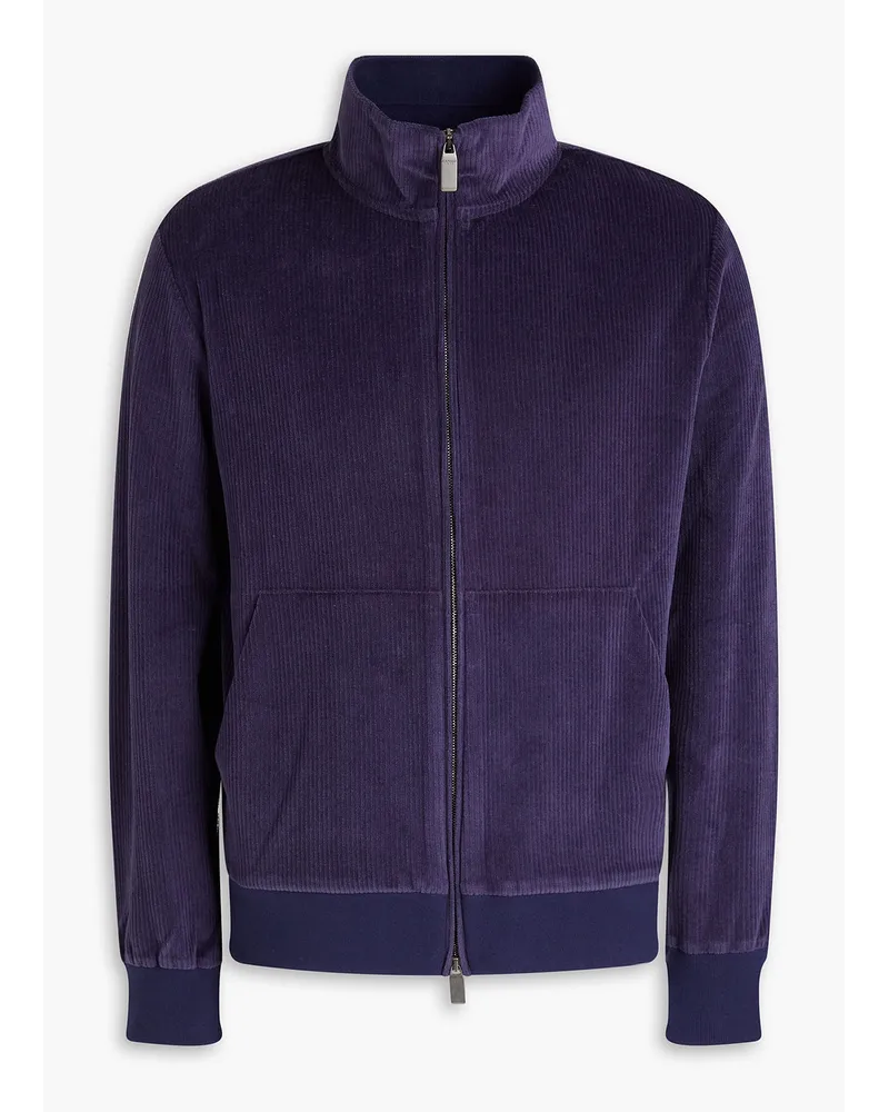 Canali Sweatshirt aus Cord aus einer Baumwollmischung Blau