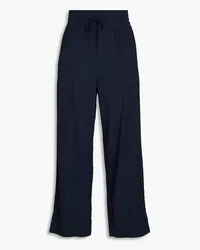 Ganni Cropped Hose mit weitem Bein aus Jacquard Blau