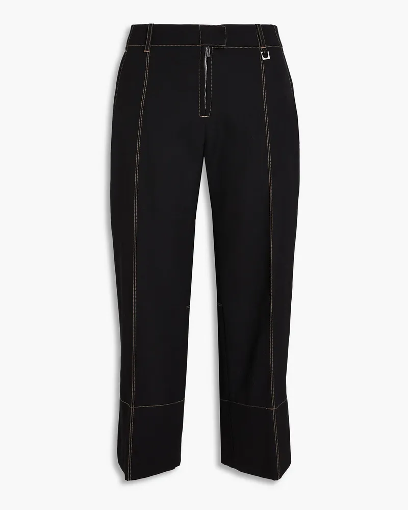 Jacquemus Cropped Hose mit geradem Bein aus Wolle mit Kontrastnähten Schwarz