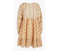 Hemdkleid inMinilänge aus Baumwolle mit floralem Print und Raffung