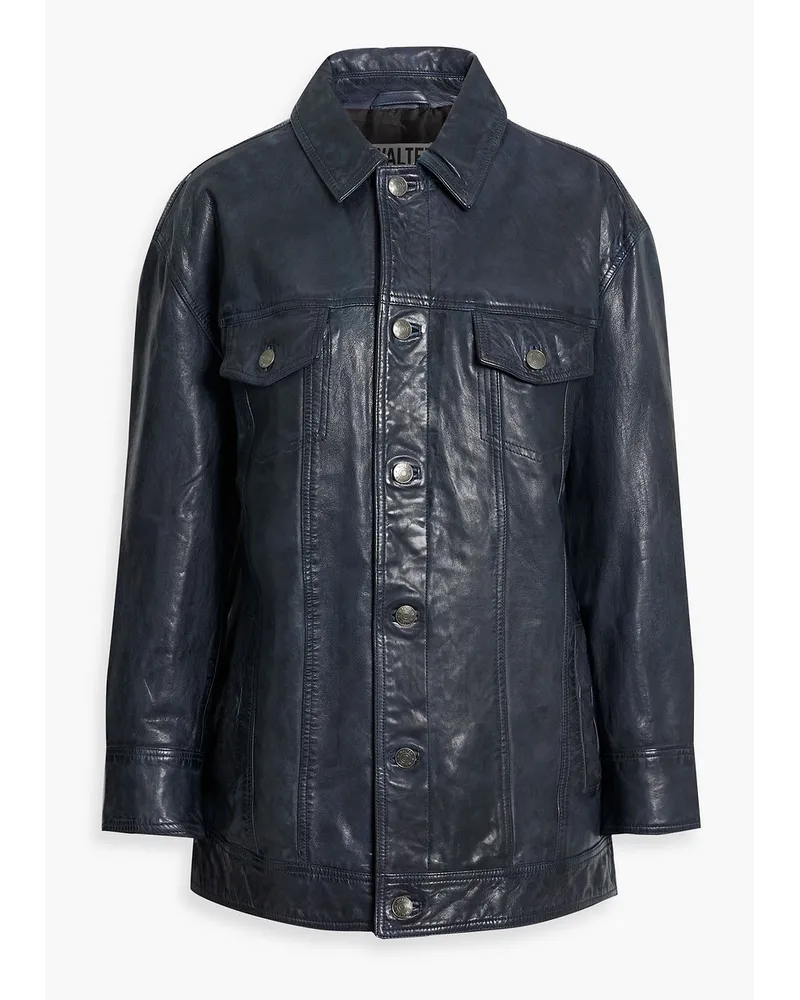 Walter Baker Sutton Lederjacke inKnitteroptik Blau