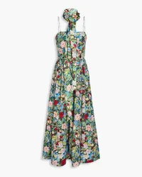 Alice + Olivia Alice OliviaGlynis Midikleid aus Stretch-Baumwollpopeline mit floralem Print Grün