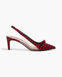 RED Valentino Slingback-Pumps aus Tweed mit Gingham-Karo Pink