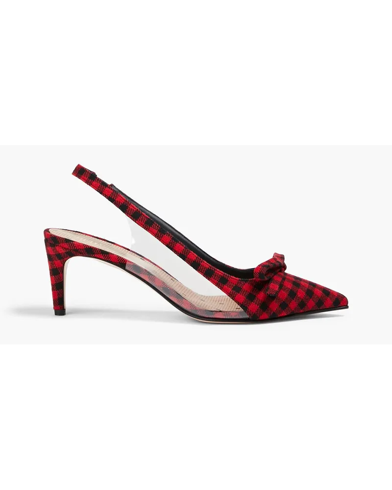 RED Valentino Slingback-Pumps aus Tweed mit Gingham-Karo Pink