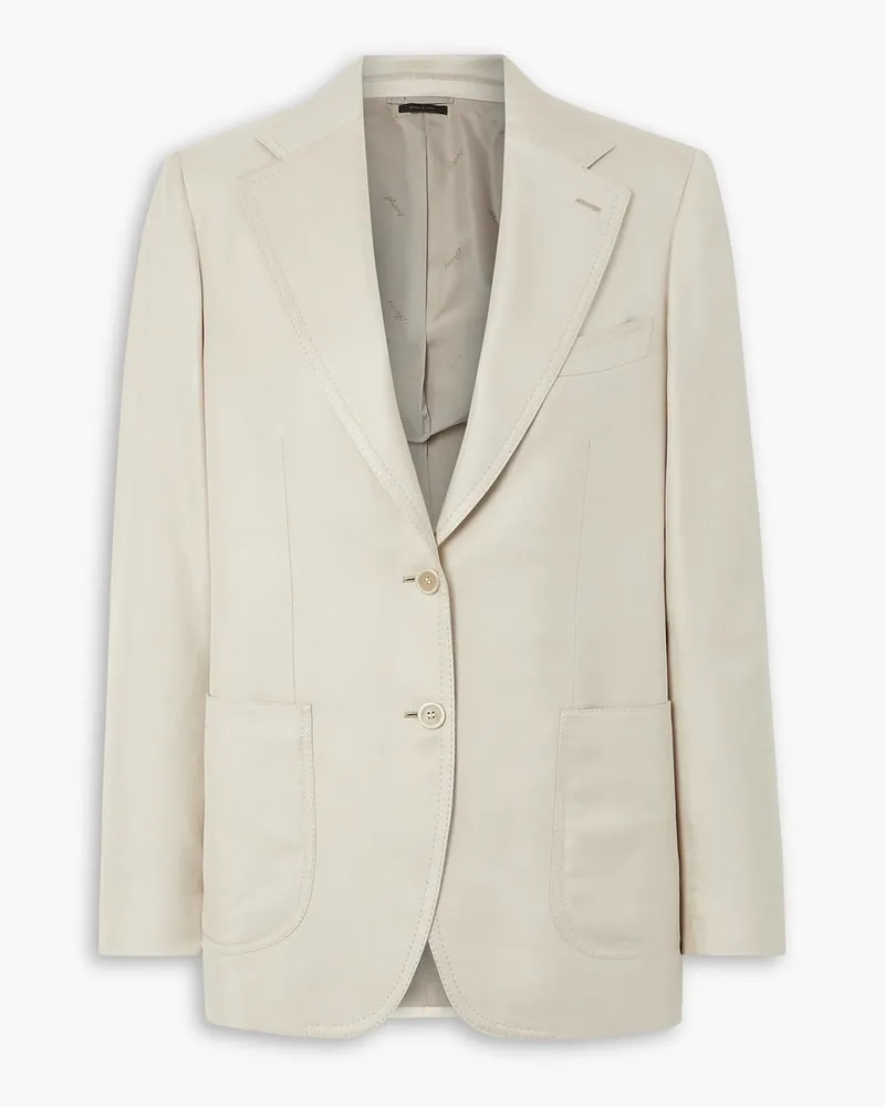 Brioni Amalfi Blazer aus Seiden-Twill Neutral