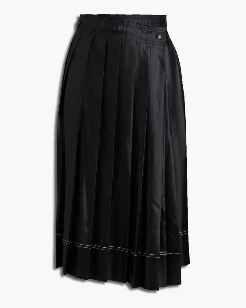 Acne Studios Plissierter Midi-Wickelrock aus Satin Schwarz