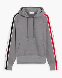 Thom Browne Hoodie aus Baumwollfrottee mit Streifen Grau