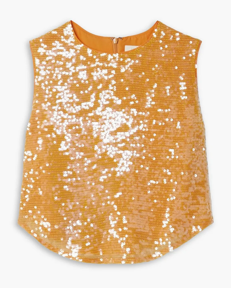 LAPOINTE Tanktop aus Crêpe mit Pailletten Orange