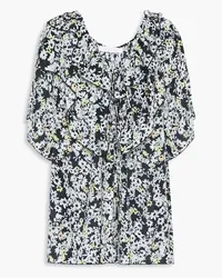 See by Chloé Bluse aus Crêpe de Chine mit floralem Print und Rüschen Schwarz