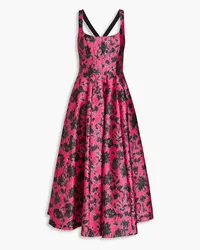 Philosophy Di Lorenzo Serafini Midikleid aus glänzendem Twill mit floralem Print Pink