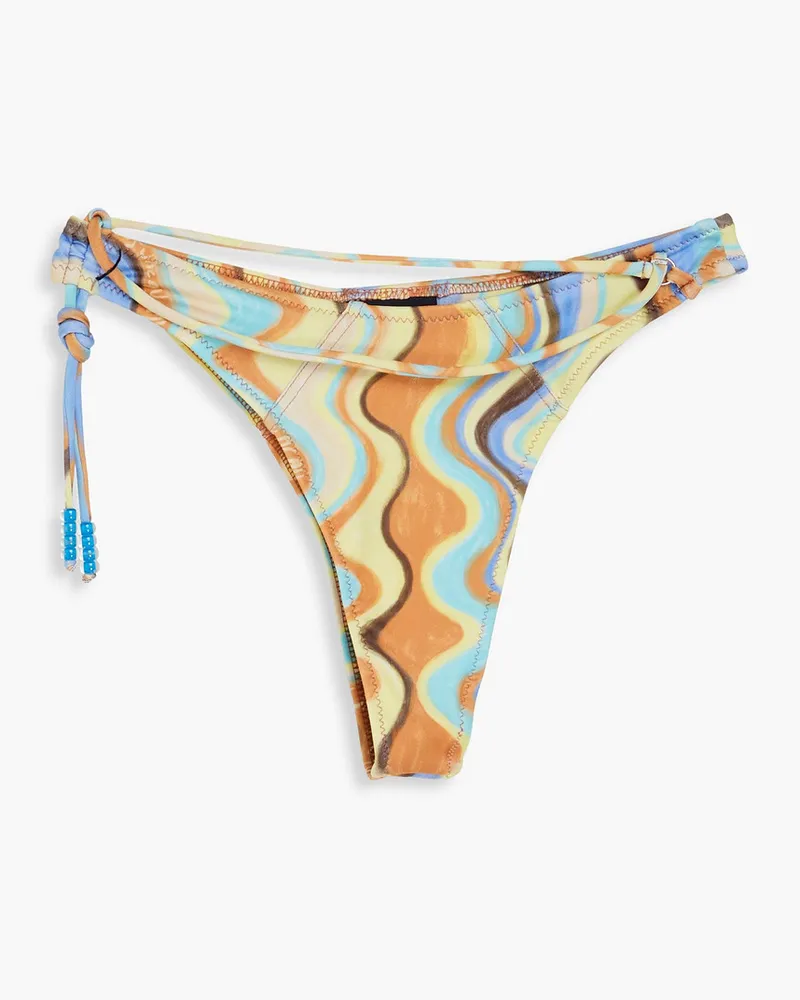 Jacquemus Barco halbhohes Bikini-Höschen mit Print und Zierperlen Blau