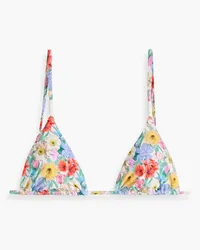 Onia Alexa Triangel-Bikini-Oberteil mit floralem Print Blau