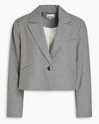 Ganni Cropped Blazer aus Webstoff Grau