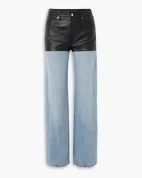 Alexander Wang Tief sitzende Jeans mit Lederbesätzen Blau