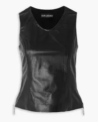 Our Legacy Ribbed cotton jersey-trimmed leather tank Schwarz