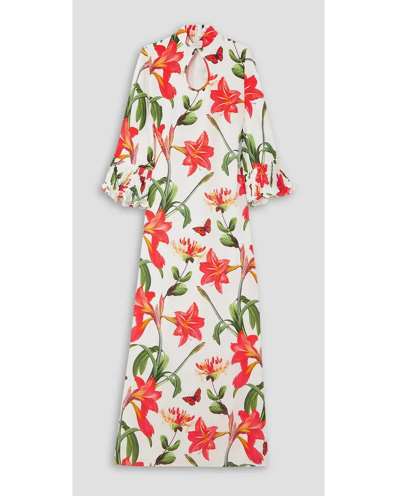 Andrew GN Kaftan aus Seide mit Blumenprint und Cut-out Weiß