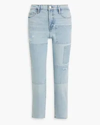 Frame Denim Le Nouveau Straight halbhohe Cropped Jeans mit schmalem Bein inPatchwork-Optik Blau