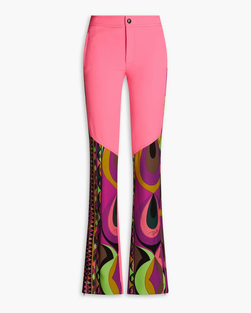 Emilio Pucci Bedruckte Bootcut-Hose aus Crêpe Pink