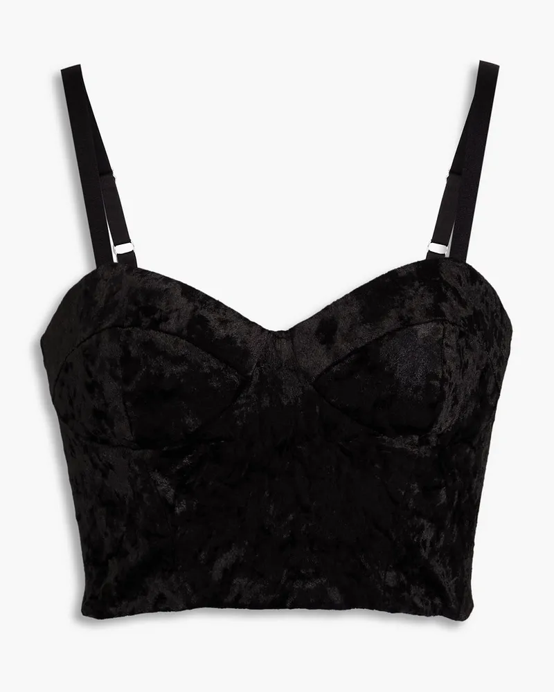 ROTATE Birger Christensen Cropped Bustier-Oberteil aus Samt Schwarz