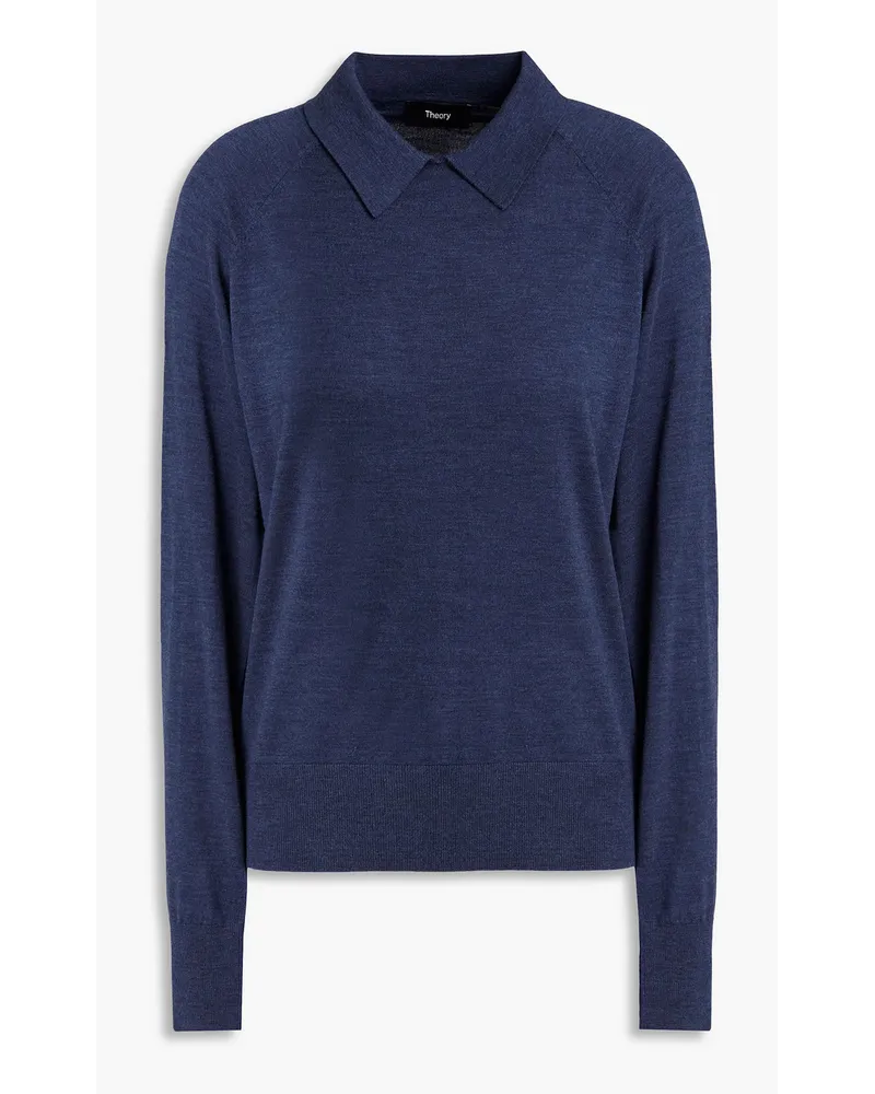 Theory Melierter Pullover aus einer Merinowollmischung Blau