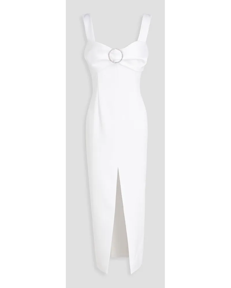 RASARIO Midikleid aus Satin mit Kristallverzierung Weiß