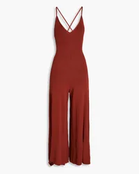 Cult Gaia Lulie Cropped Jumpsuit mit weitem Bein aus Strick Rot