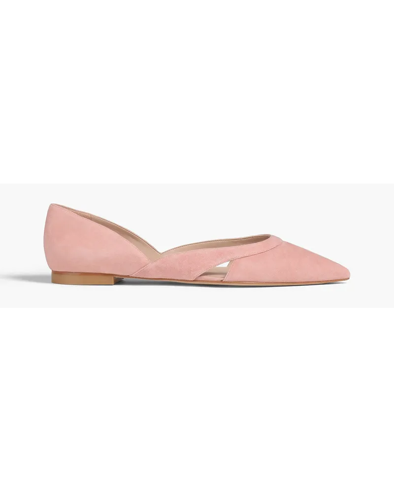 Stuart Weitzman Avenue flache Schuhe mit spitzer Kappe aus Veloursleder mit Cut-outs Pink