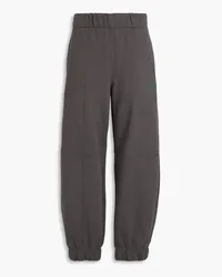 Ganni Track Pants aus Fleece aus einer Baumwollmischung mit Verzierung Grau