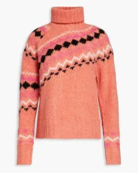 Derek Lam Rollkragenpullover aus gebürstetem Jacquard-Strick Orange