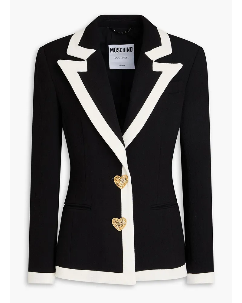 Moschino Zweifarbiger Blazer aus gehämmertem Crêpe Schwarz