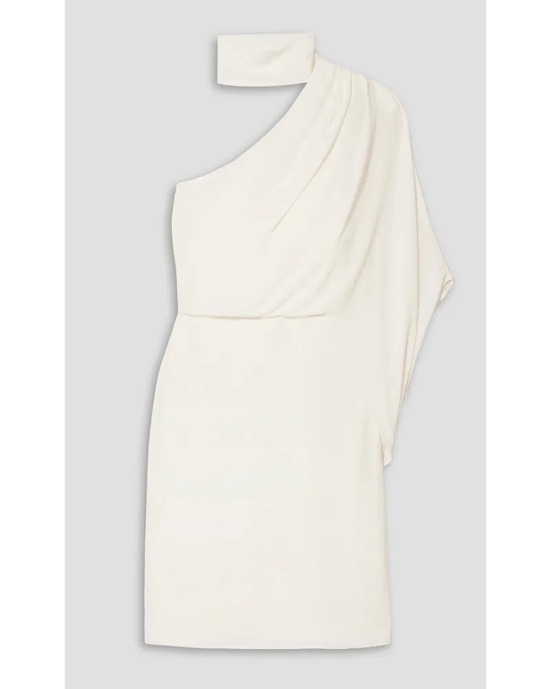 Halston Kleid aus Crêpe mit asymmetrischer Schulterpartie Weiß