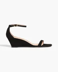 Stuart Weitzman Wedges aus Veloursleder Schwarz