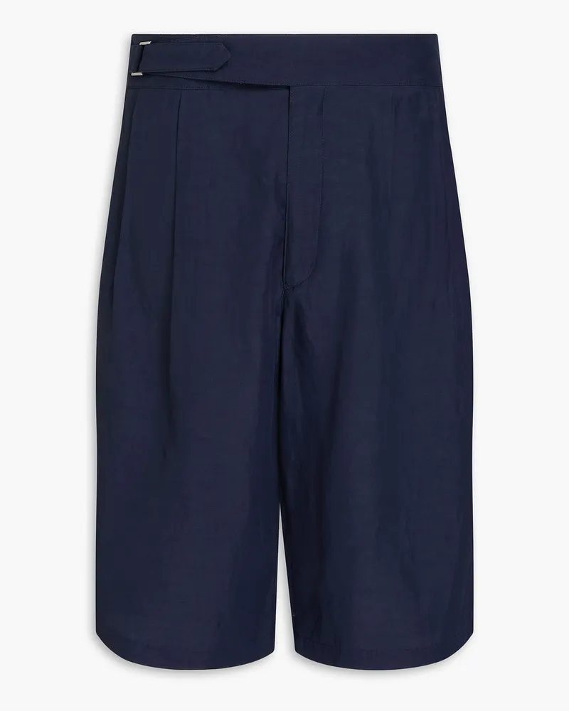 Giorgio Armani Shorts aus Twill mit Falten Blau