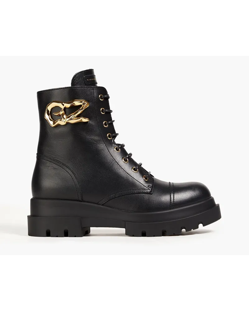 Giuseppe Zanotti Tankie Combat Boots aus Leder mit Verzierung Schwarz