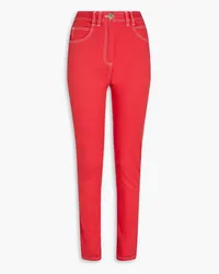 Balmain Hoch sitzende Skinny Jeans mit Stickereien Orange