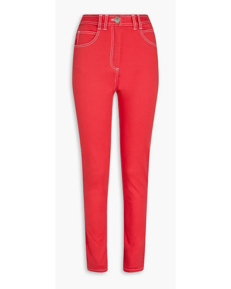 Balmain Hoch sitzende Skinny Jeans mit Stickereien Orange