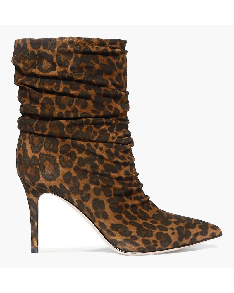 Gianvito Rossi Cecile 85 Ankle Boots aus Veloursleder mit Leopardenprint Animal-print