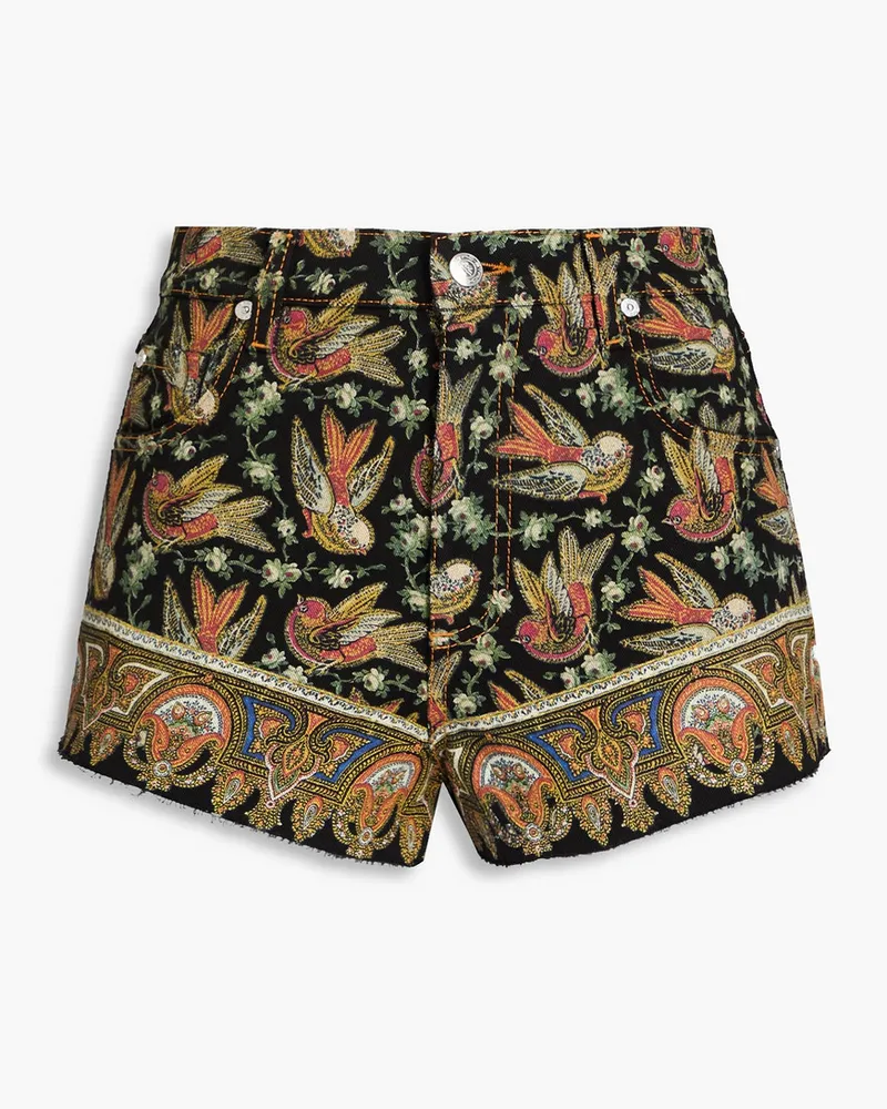 Etro Printed denim shorts Schwarz