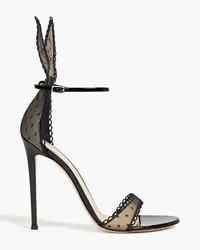 Gianvito Rossi Natalia Boudoir Sandalen aus Point d'Esprit Schwarz