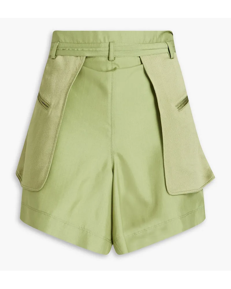 Valentino Garavani Shorts aus Crêpe de Chine mit Satin-Einsätzen Grün