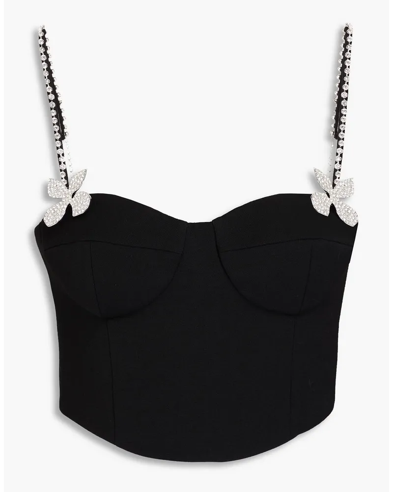 Area Cropped Bustier-Oberteil aus Crêpe aus einer Wollmischung mit Kristallverzierung Schwarz