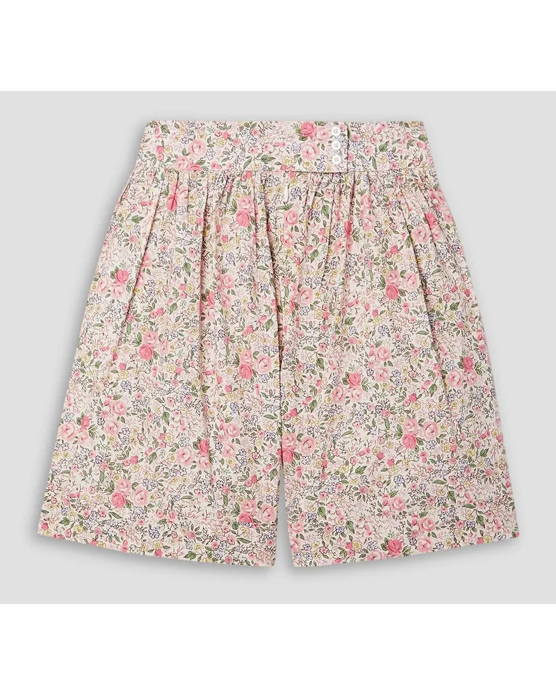 BATSHEVA Laura Ashley Westport Shorts aus Baumwollpopeline mit Blumenprint Weiß