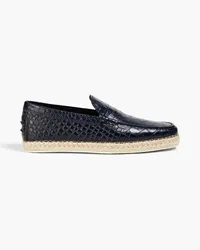 TOD'S Espadrilles aus Leder mit Krokodileffekt Blau